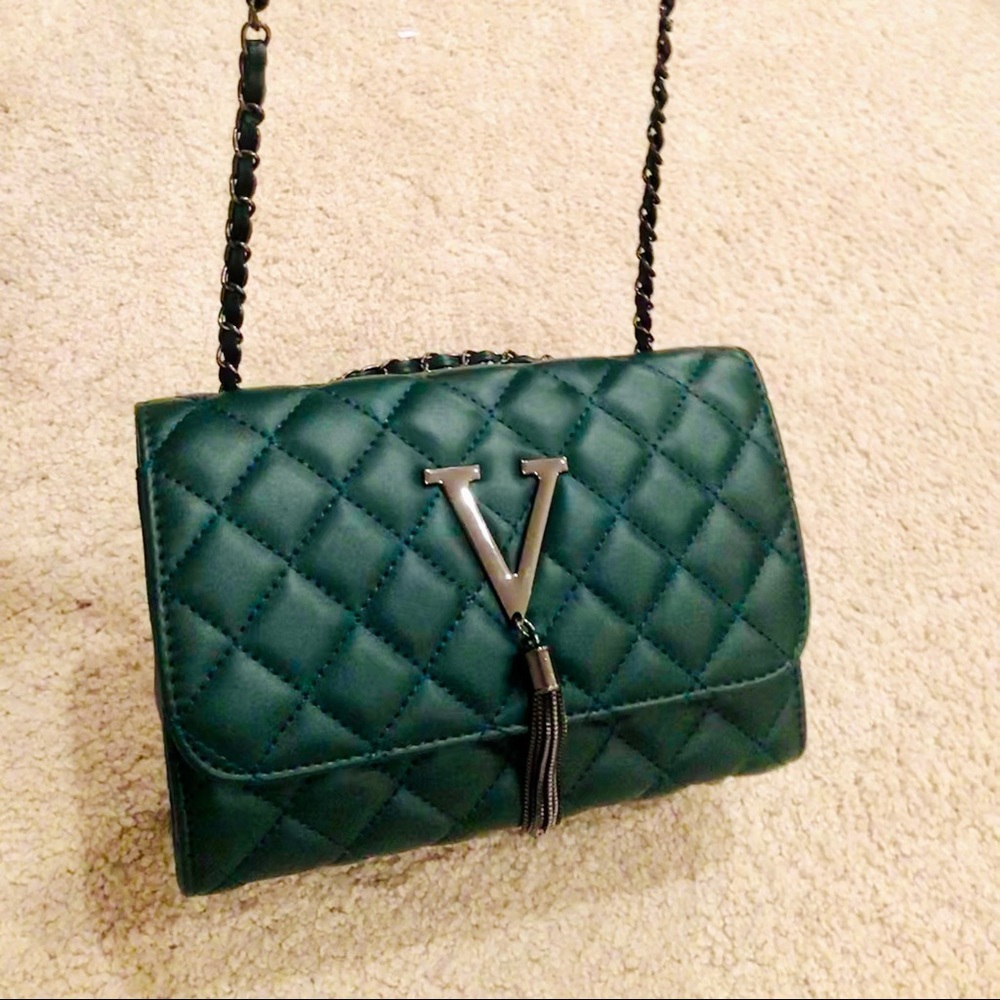 Green Leather Crossbody Purse